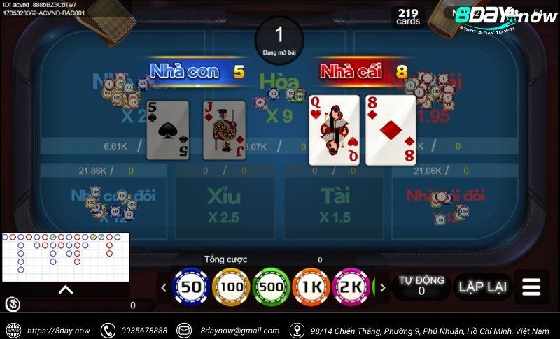 Baccarat 8Day - Game bài đỉnh cao cho bet thủ hốt bạc 4 Giao dien game Baccarat 8Day - Hinh 3