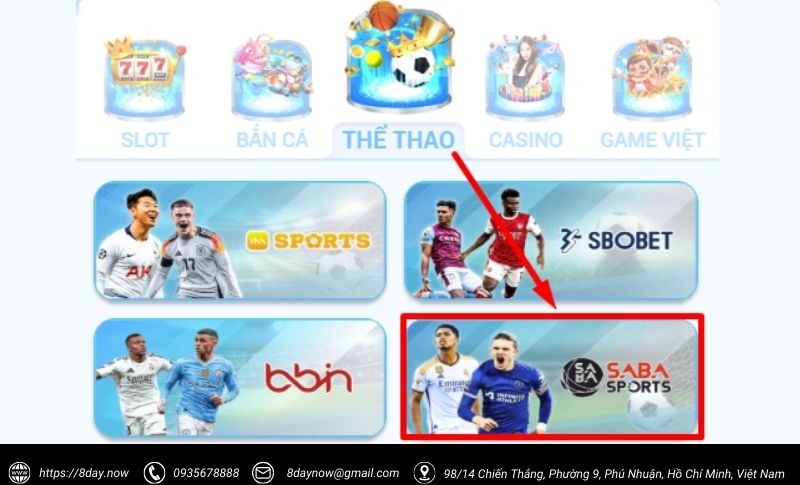 SABA SPORTS 8Day – Thế giới cá cược thể thao thưởng cực cao 6 Cac buoc tham gia dat cuoc tai SABA SPORTS 8Day - Buoc 2